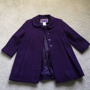 Janie and Jack 💜 Purple Wool Coat size 12-24 mos